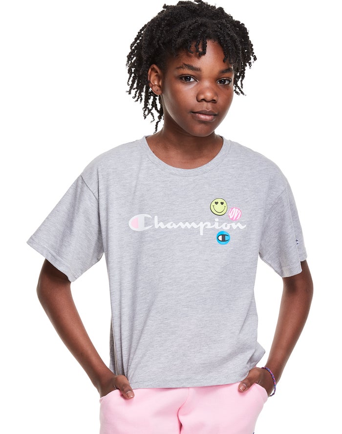 Camiseta Champion Niña - Boxy Smiley Face ( Gris ) 6790152-UN